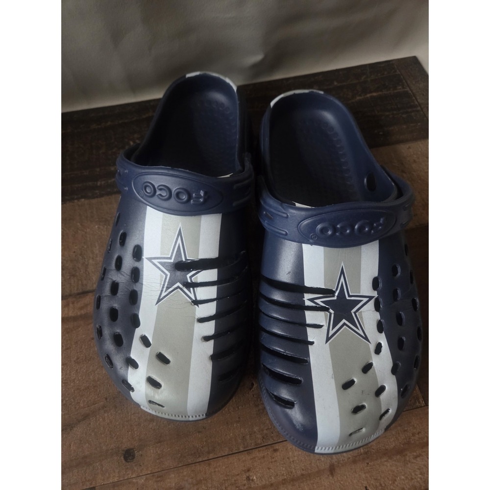 FOCO Men's Dallas Cowboys Team Striped Clogs w/Strap Sz L (11-12)